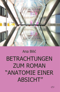Buchcover mit einem abstrakten Bild in der oberen Hälfte und dem Titel und Autorin des Buches: "Betrachtungen zum Roman 'Anatomie einer Absicht'". Logo des Verlags CONTINUUM VERLAG, Wien